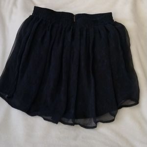 Skirt, size small, blue/black, sheer overlay